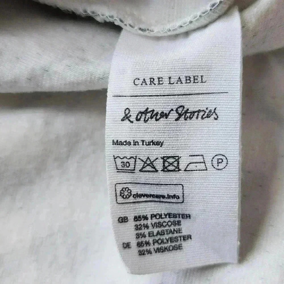 & Other Stories Dress Quilted Long Sleeves Grey White Jacquard Print Women's 10 - Picture 9 of 14